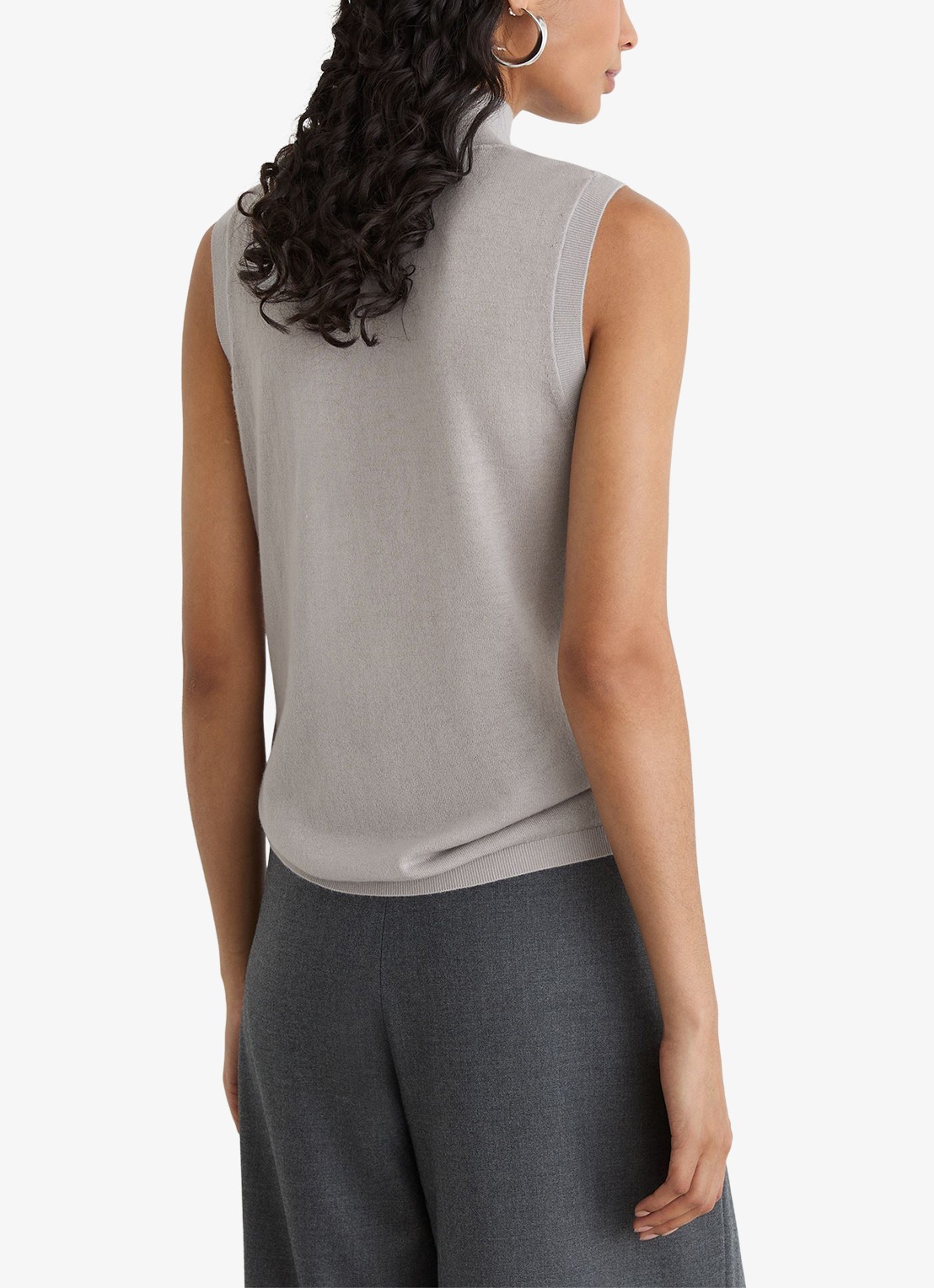 Reiss Evelyn mouwloze top in merino wolblend - achterkant 3 lichtgrijs