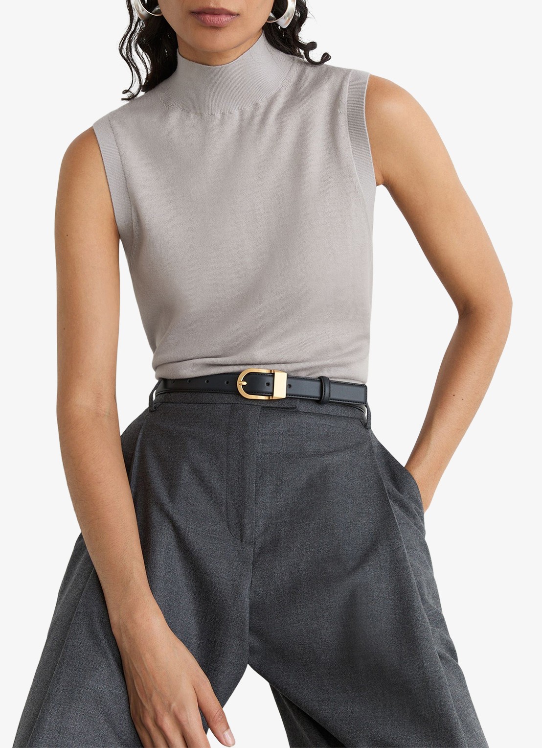 Reiss Evelyn mouwloze top in merino wolblend - detail 5 lichtgrijs