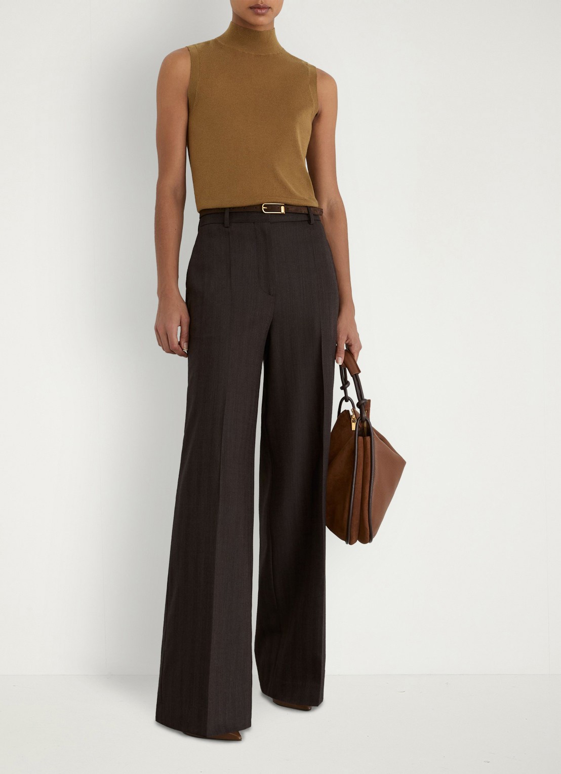 Reiss Evelyn mouwloze top in merino wolblend - voorkant 6 olijfgroen
