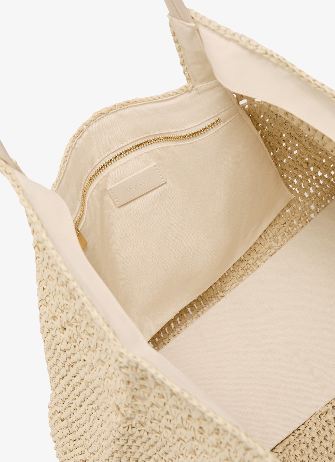 Reiss Evelyn strandtas met gevlochten detail  - detail 2 beige