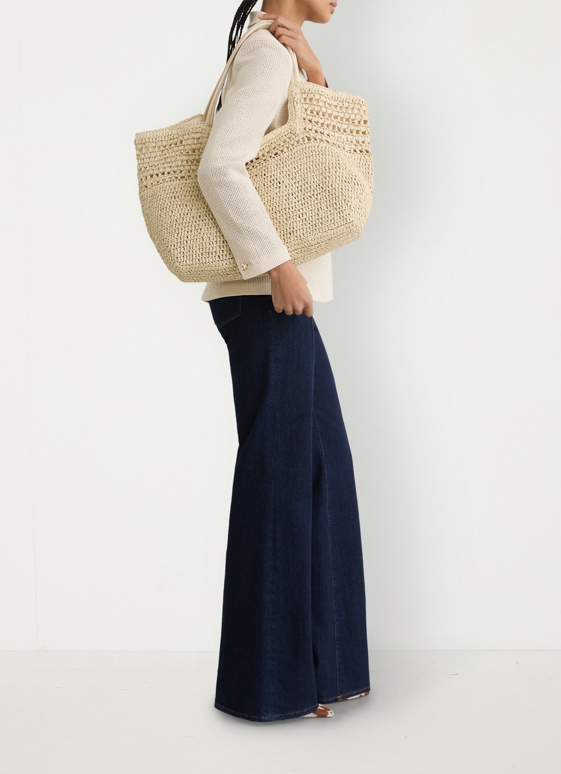 Reiss Evelyn strandtas met gevlochten detail  - voorkant 4 beige