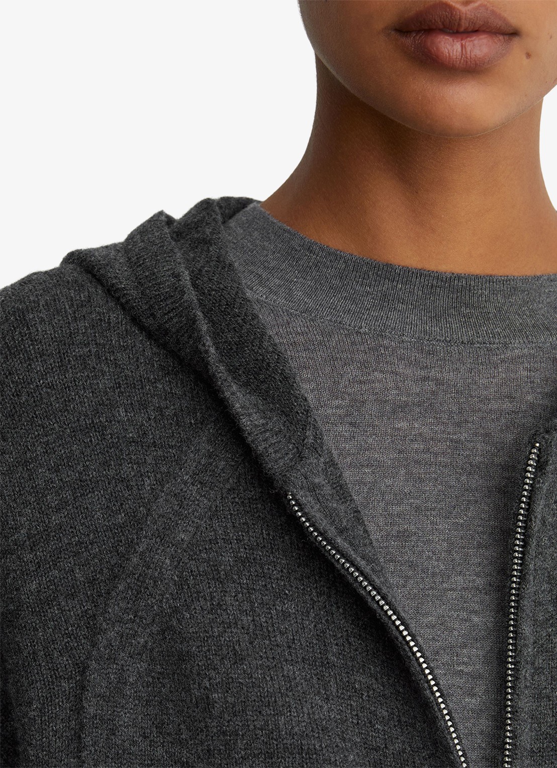 Reiss Evie fijngebreid vest in kasjmierblend  - detail 5 donkergrijs