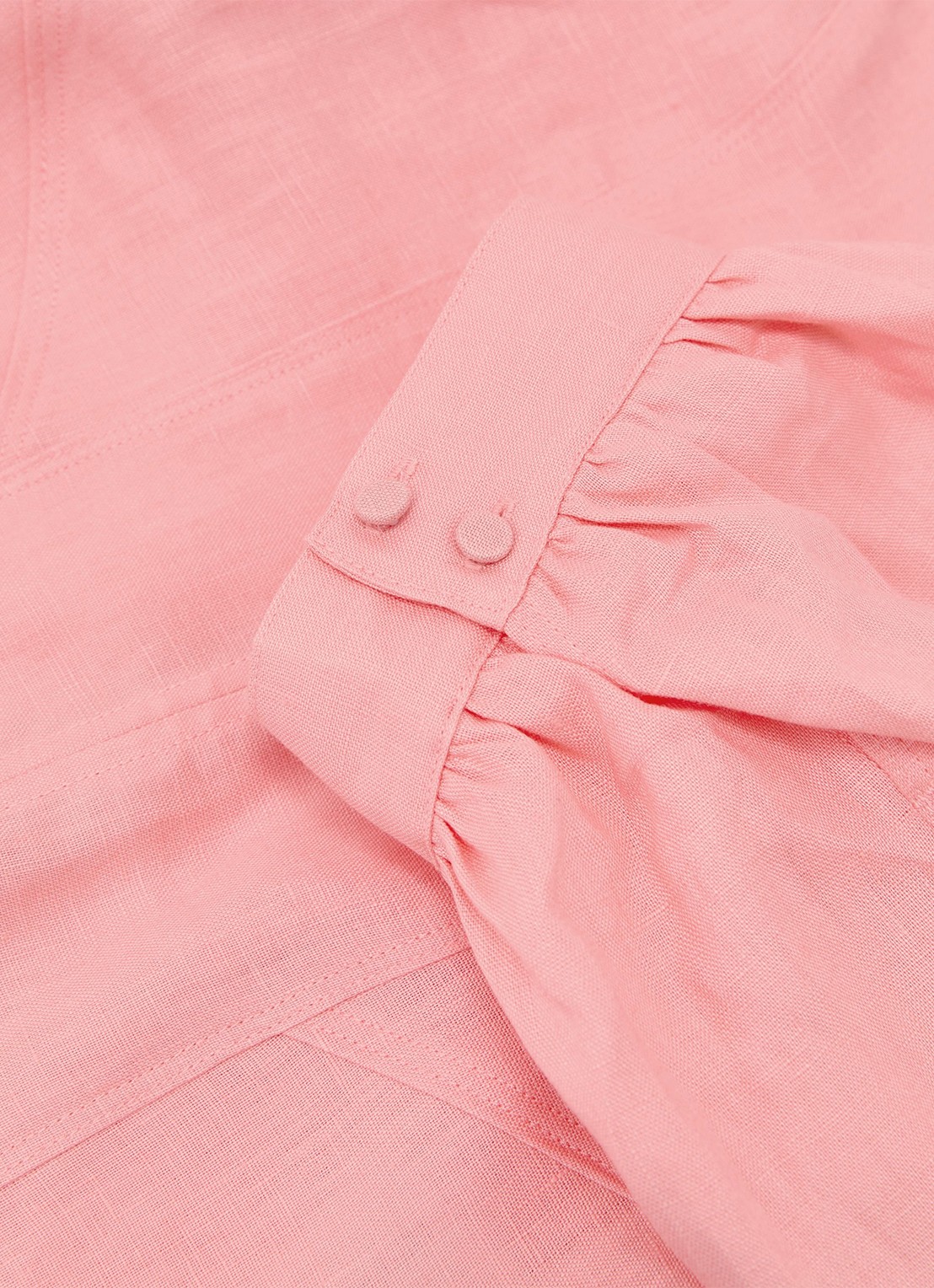 Reiss Evie tuniek van linnen met ballonmouw - detail 4 lichtroze