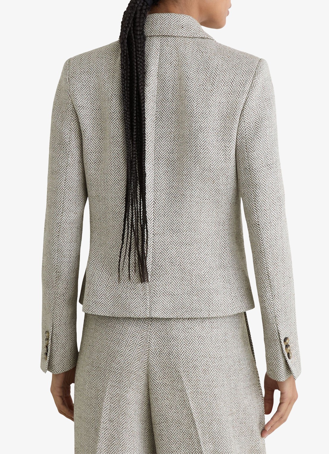 Reiss Ezra blazer met visgraat dessin - achterkant lichtgrijs