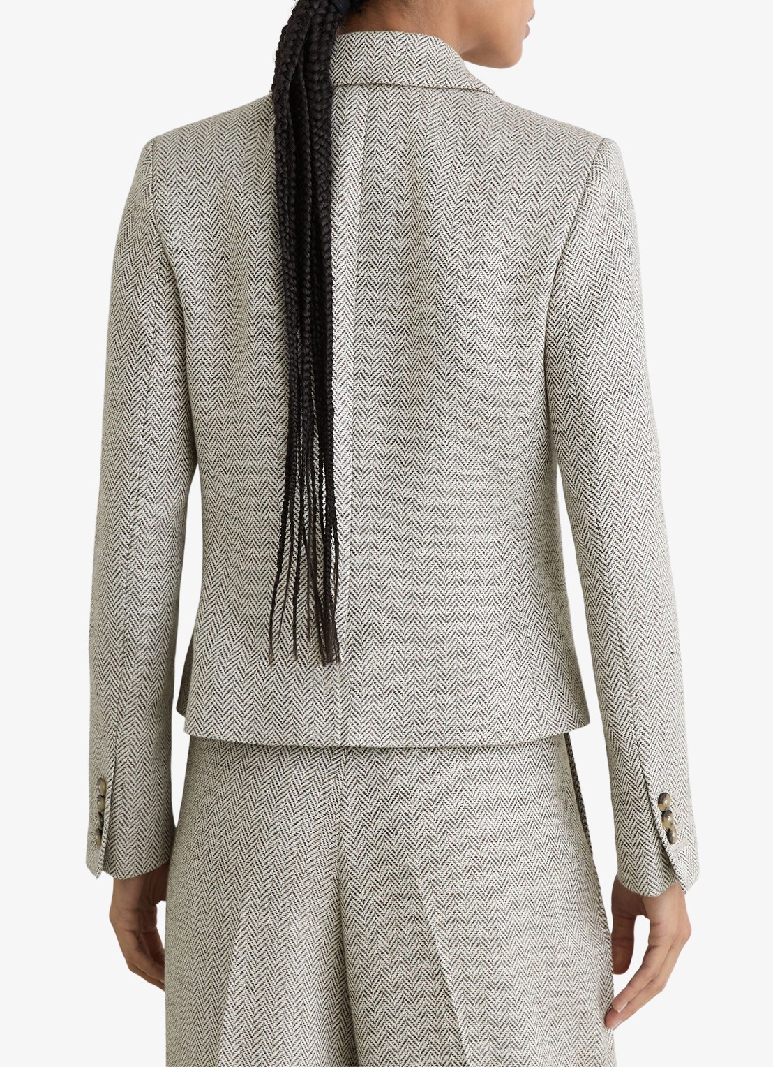 Reiss Ezra blazer met visgraat dessin - achterkant lichtgrijs