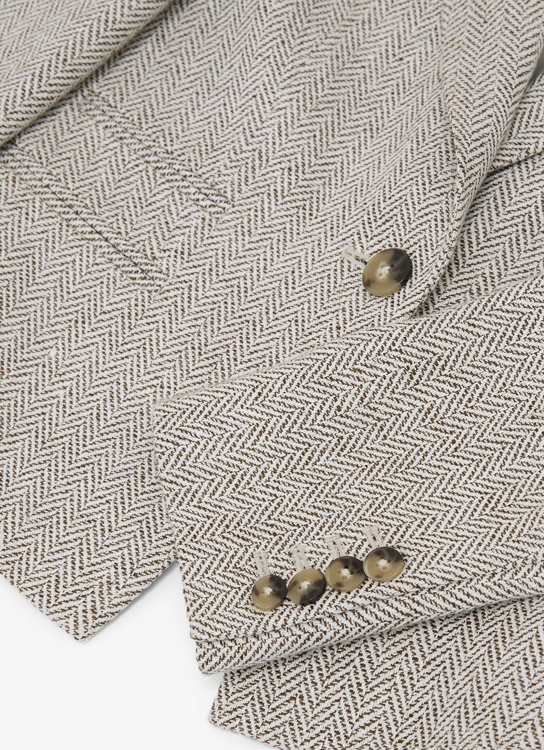 Reiss Ezra blazer met visgraat dessin - detail 5 lichtgrijs