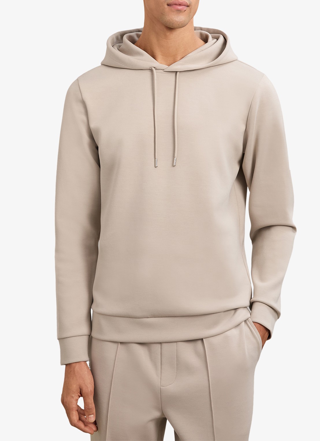 Reiss Fabien hoodie met capuchon - detail 2 beige