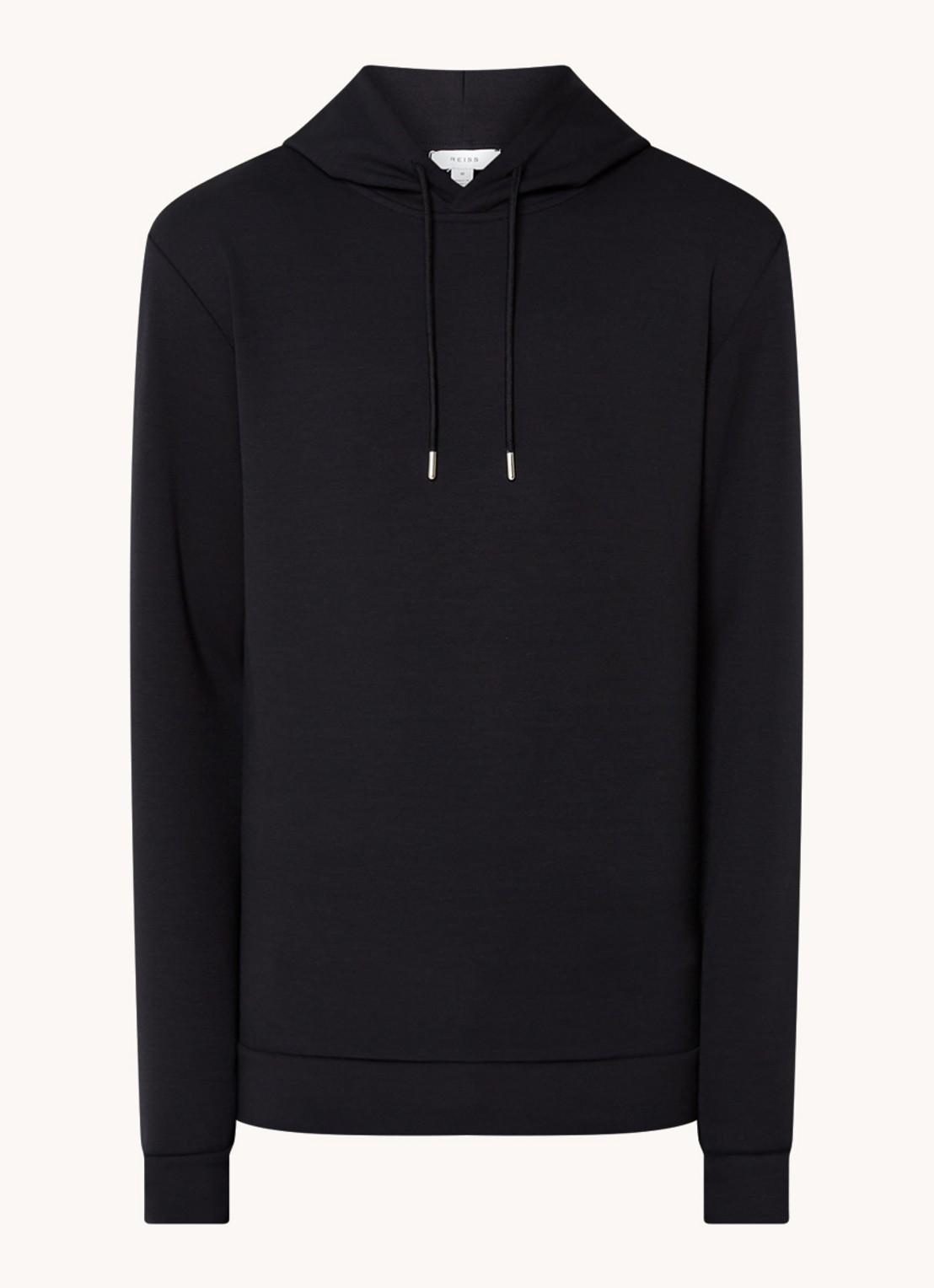 Reiss Fabien hoodie met stretch - voorkant 4 black / zwart