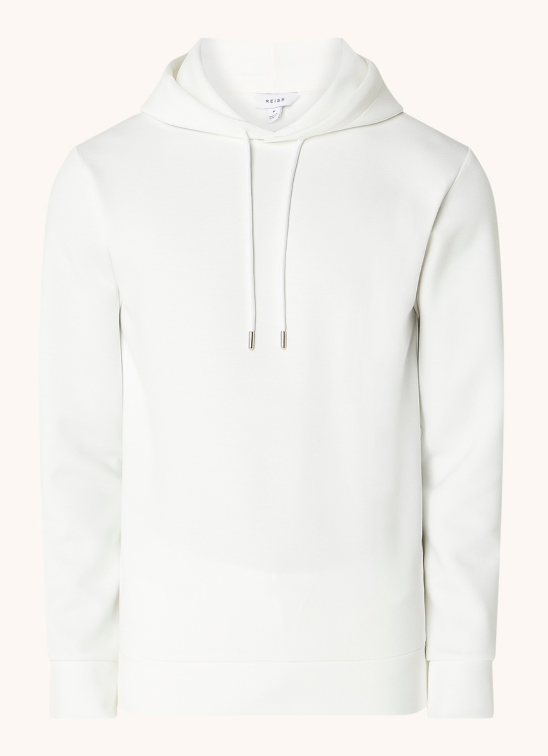 Reiss Fabien hoodie met stretch - voorkant white / wit