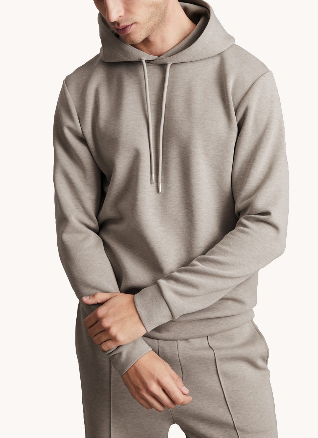 Reiss Fabien hoodie met stretch - detail 4 taupe