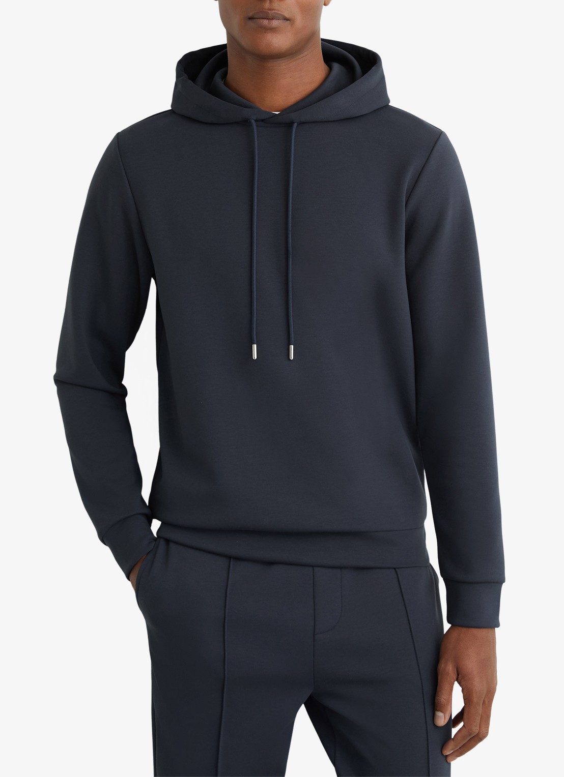 Reiss Fabien hoodie met stretch - detail 3 airforce blue / blauw