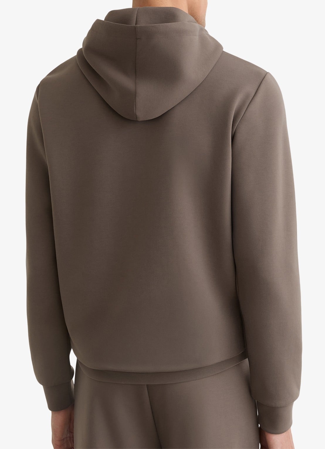 Reiss Fabien Premium Interlock hoodie met capuchon - achterkant 5 lichtbruin