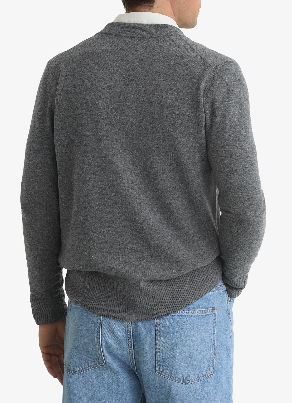 Reiss Fairclough fijngebreid vest van merino wol  - achterkant grey / grijs