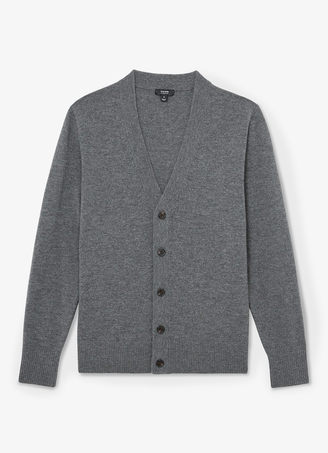Reiss Fairclough fijngebreid vest van merino wol  - voorkant 6 grey / grijs