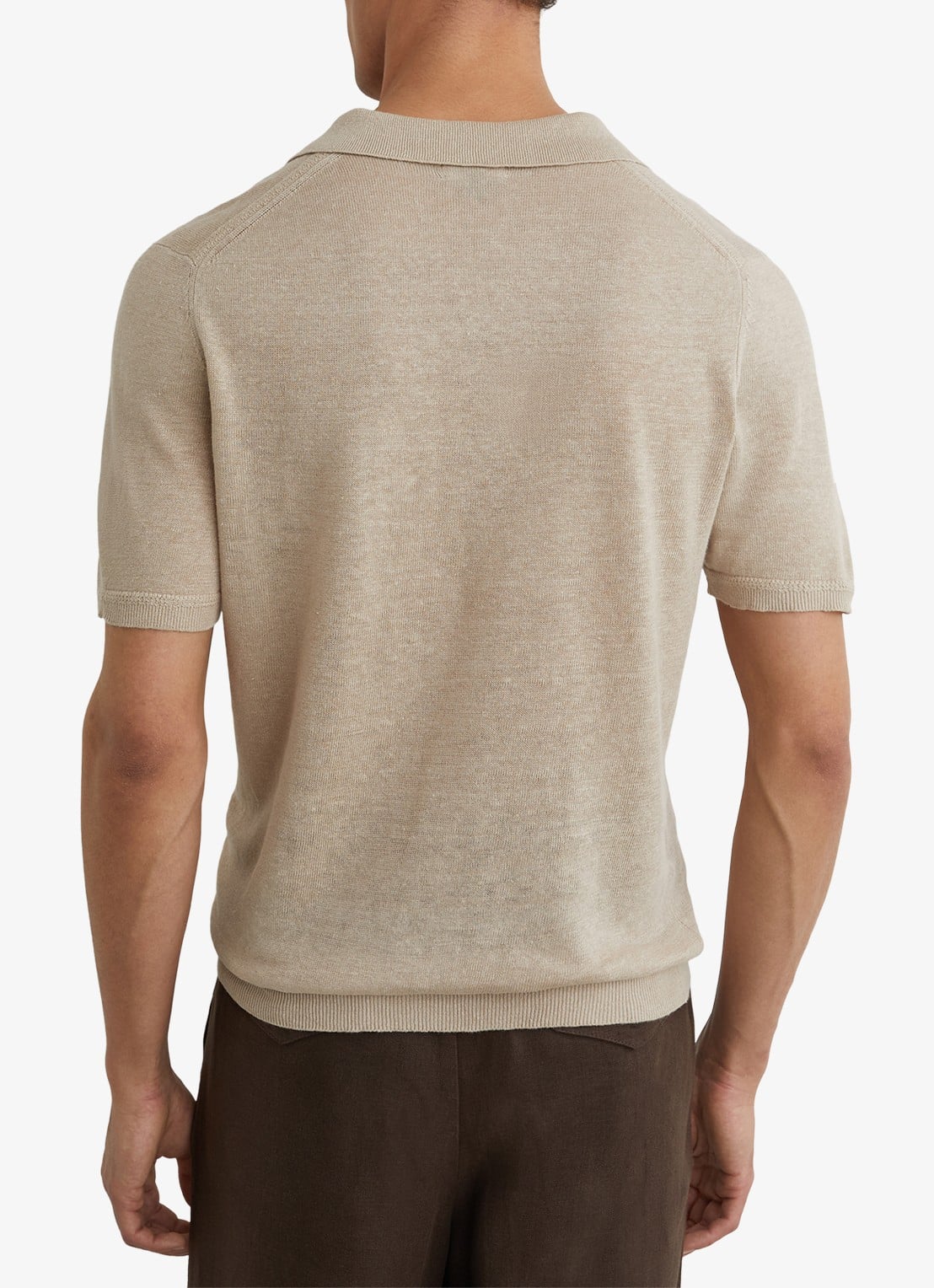 Reiss Fairmont polo van linnen - achterkant 6 beige