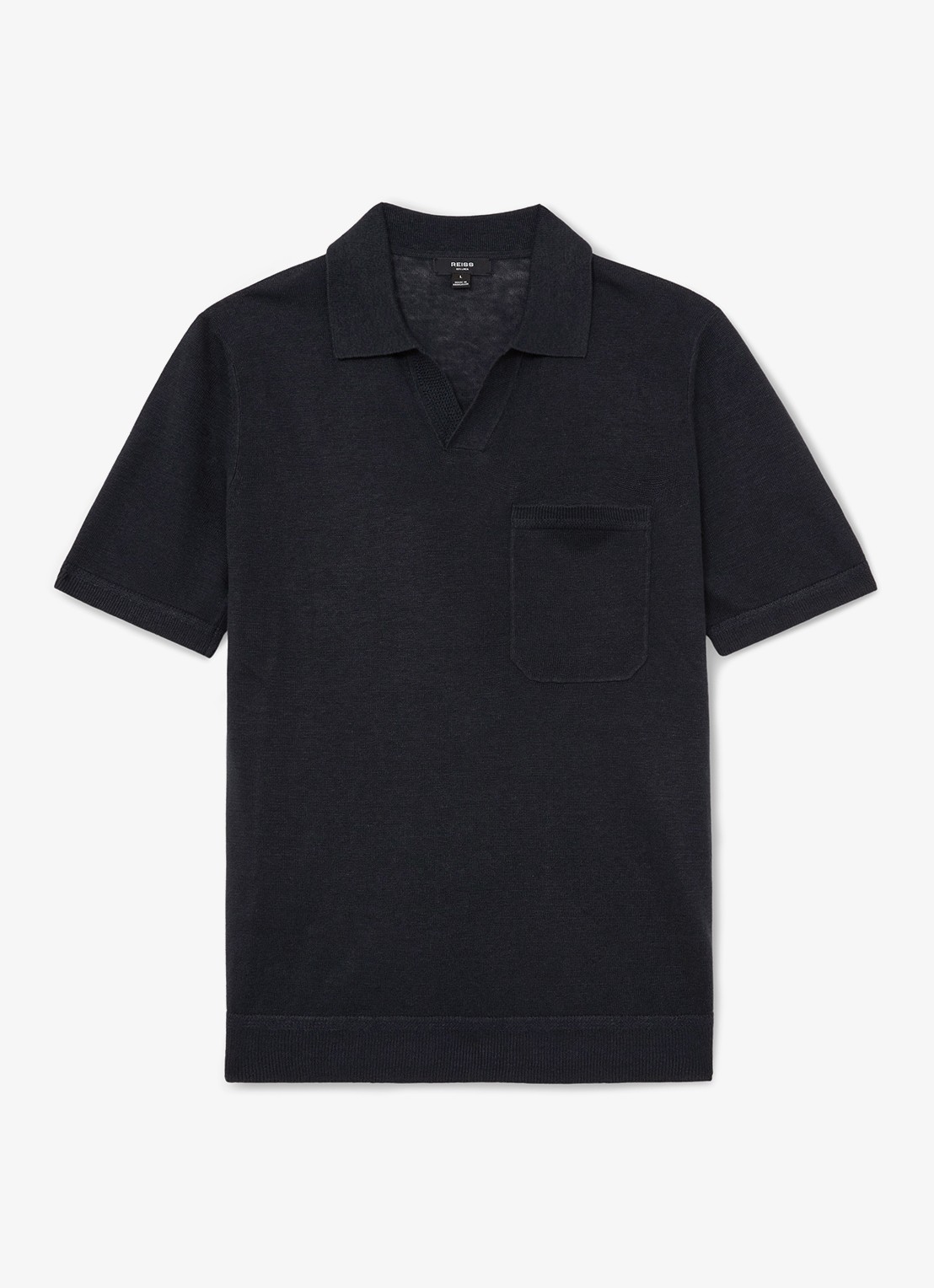 Reiss Fairmont polo van linnen - voorkant 2 donkerblauw