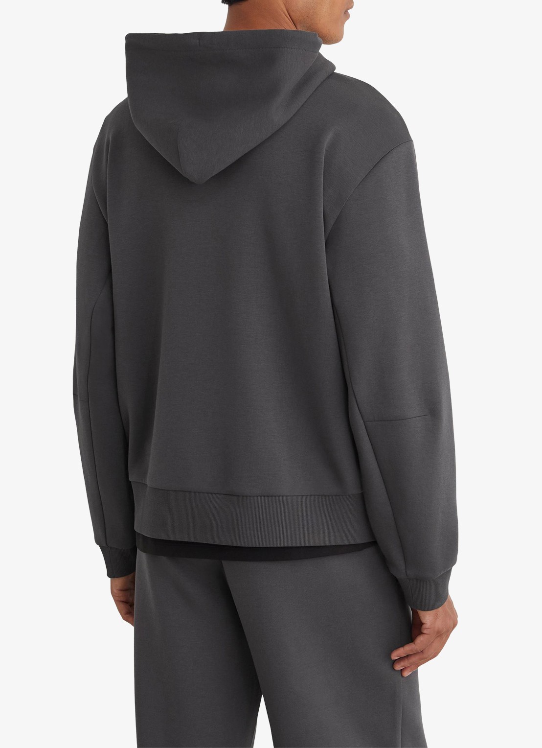 Reiss FALCO Sueded Interlock Jersey Relaxed-Fit Hoodie - achterkant 4 donkergrijs