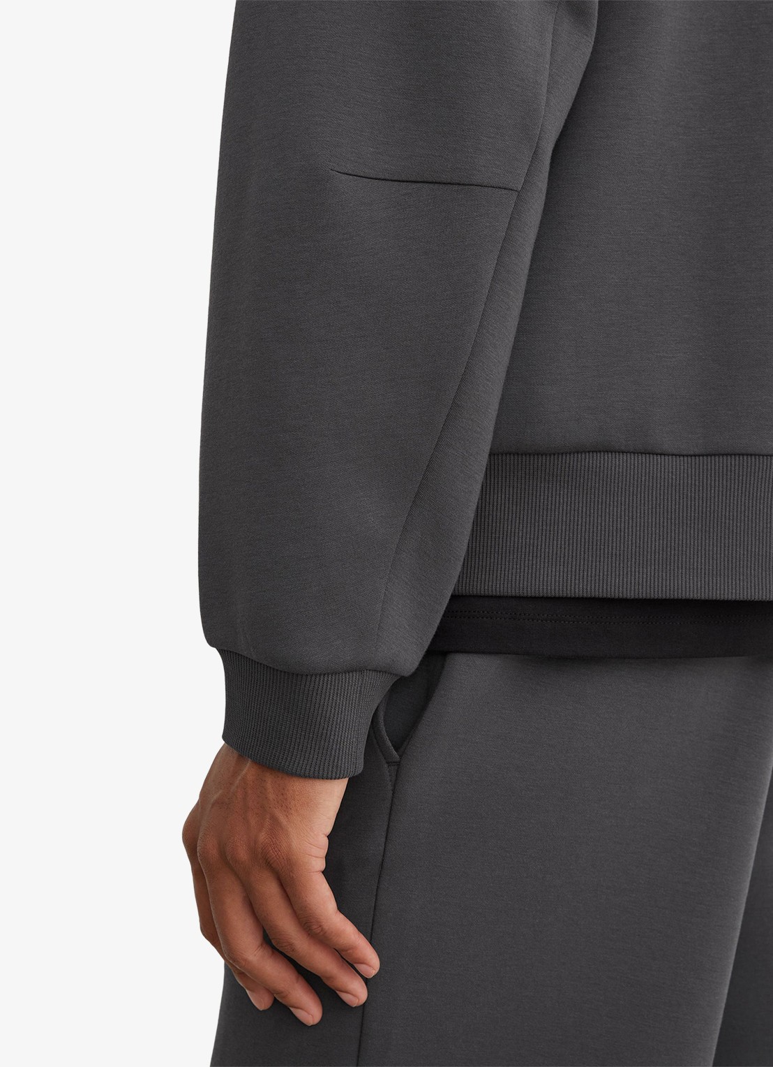 Reiss FALCO Sueded Interlock Jersey Relaxed-Fit Hoodie - detail 2 donkergrijs