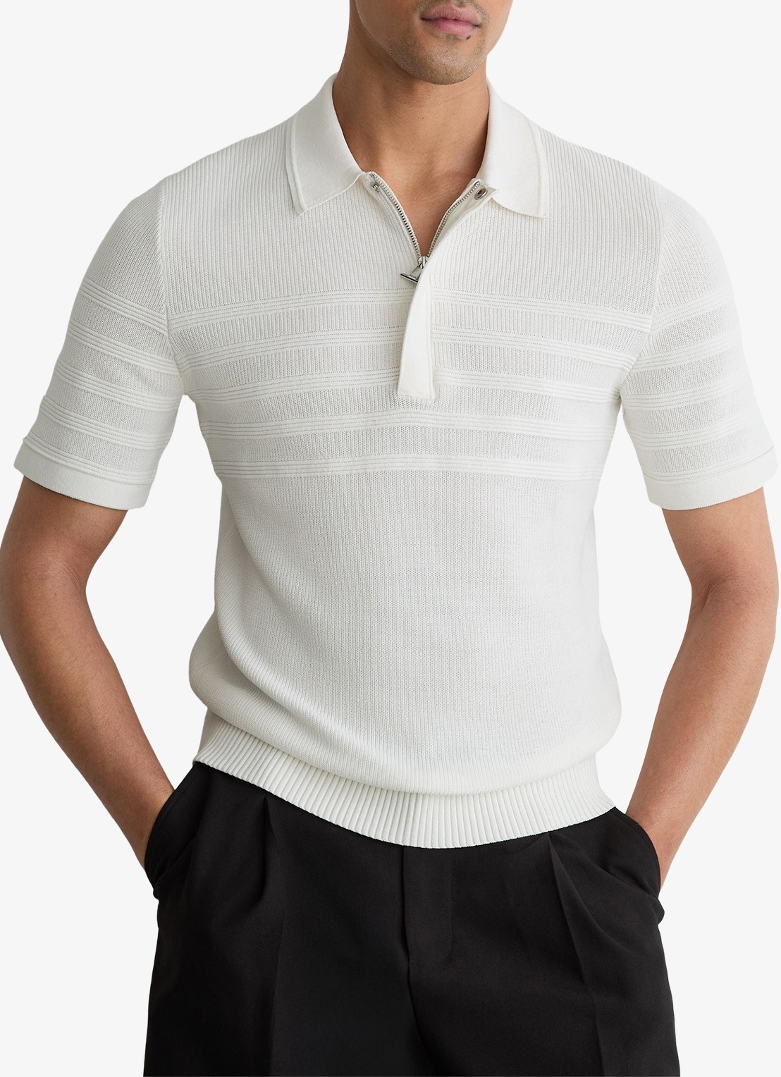 Reiss Falklands regular fit overhemd met structuur - detail 4 white / wit