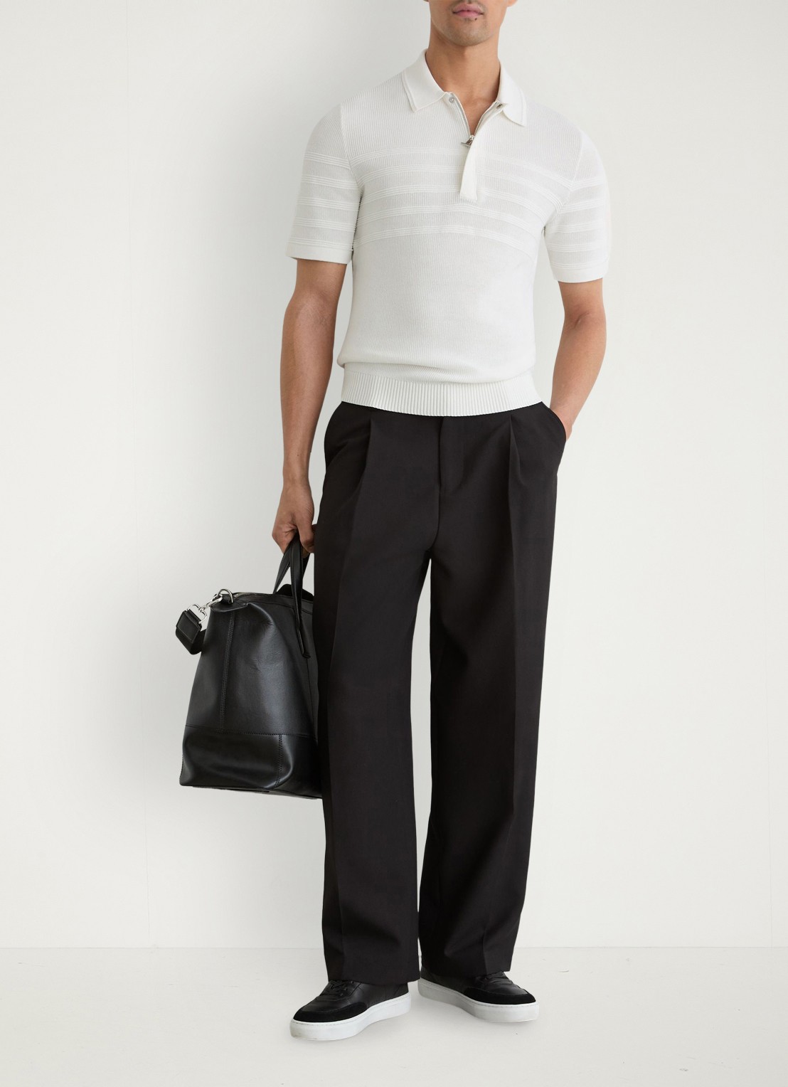 Reiss Falklands regular fit overhemd met structuur - voorkant 3 white / wit