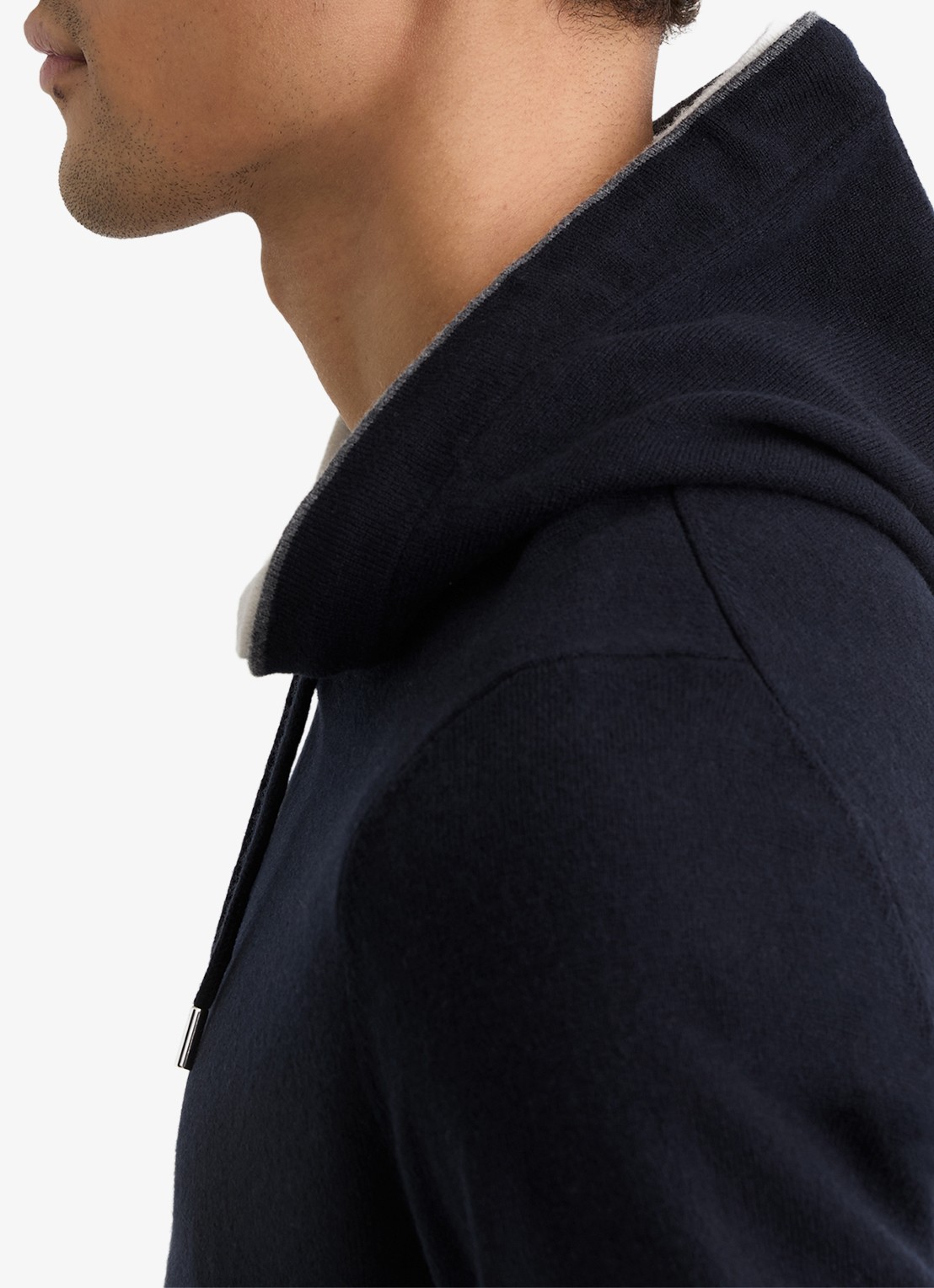 Reiss Falmer hoodie van wol met kangoeroezak - detail 4 donkerblauw