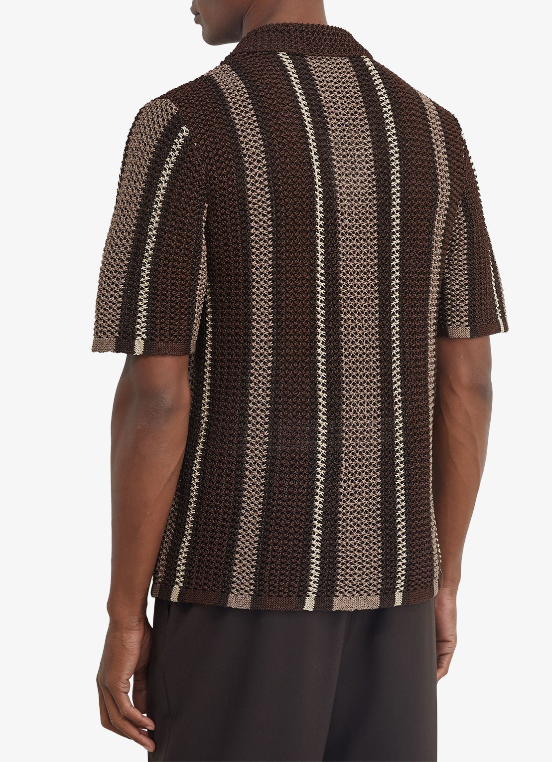 Reiss Farin regular fit overhemd met streepprint - achterkant 6 chocoladebruin