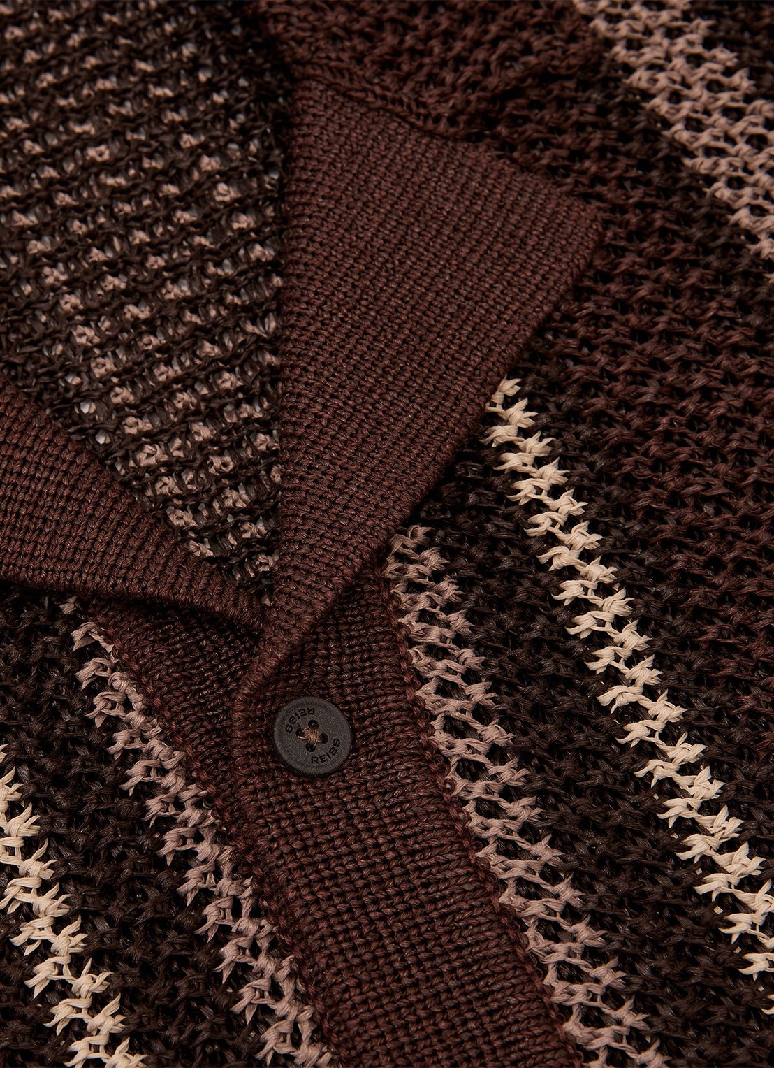 Reiss Farin regular fit overhemd met streepprint - detail 3 chocoladebruin