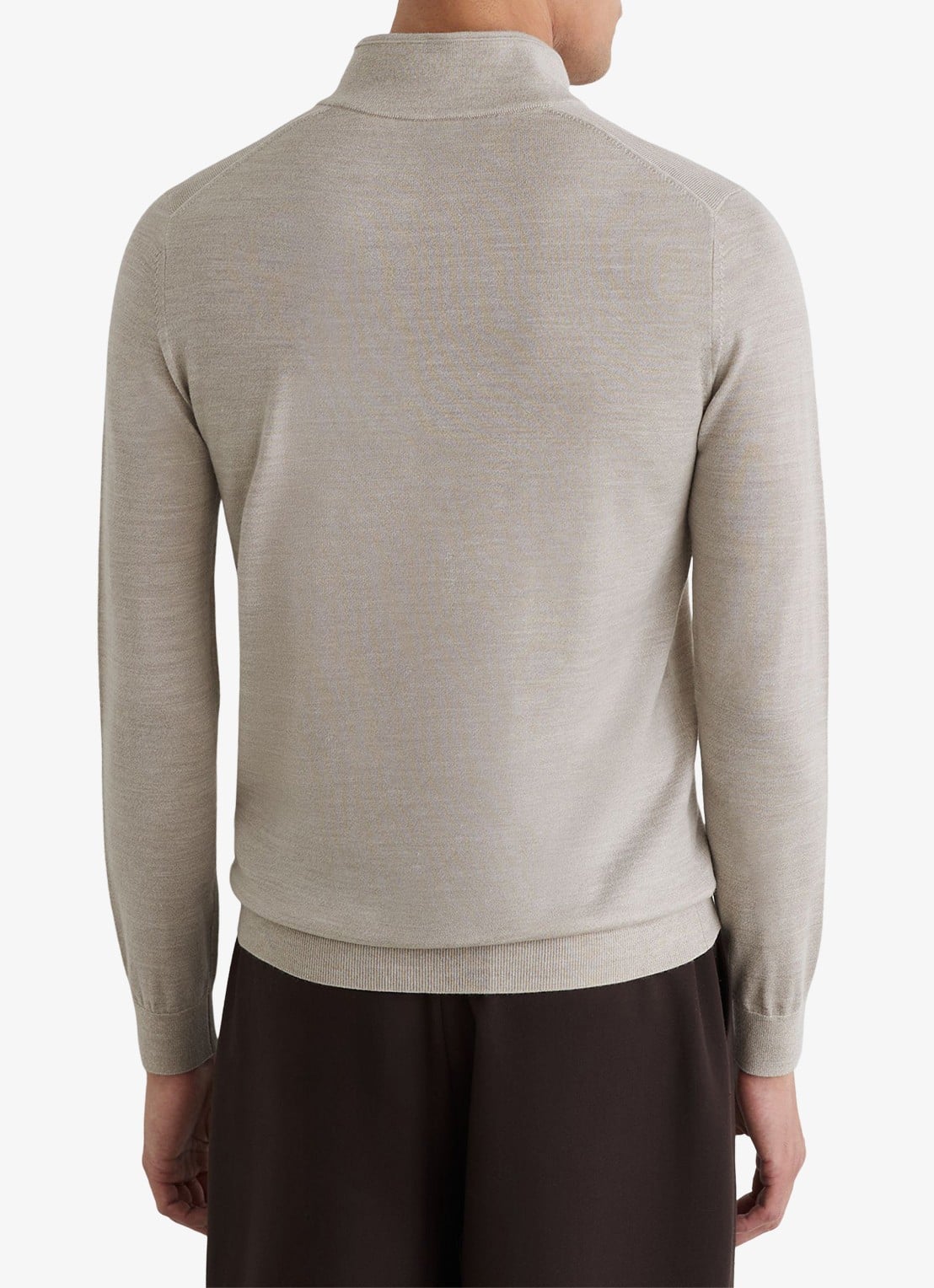 Reiss FARNHAM Merino Wool Funnel-Neck Half-Button Jumper - achterkant 5 grijsmele