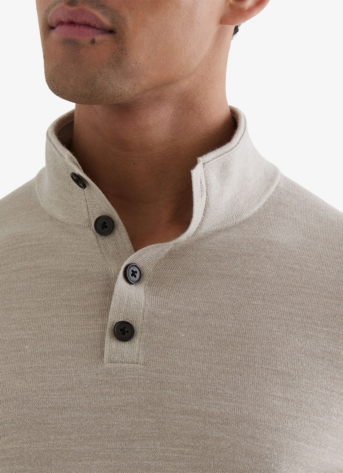 Reiss Farnham pullover in merino wolblend met opstaande kraag - detail 4 grijsmele