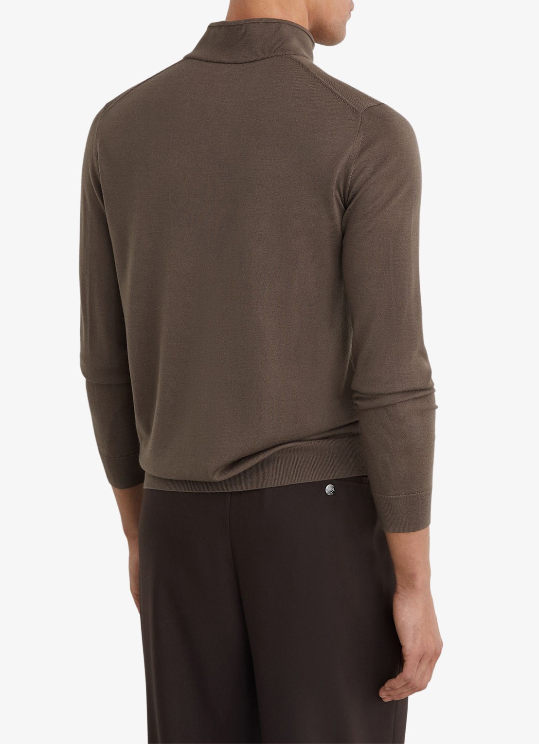 Reiss Farnham pullover in merino wolblend met opstaande kraag - achterkant 6 bruin