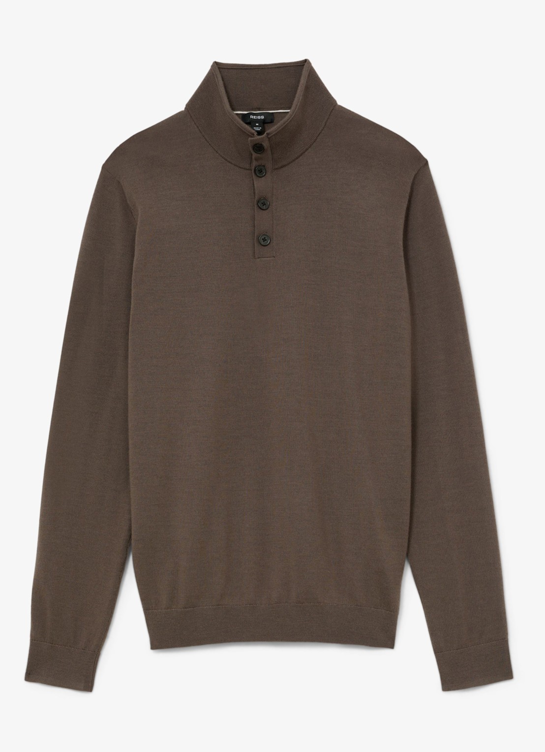 Reiss Farnham pullover in merino wolblend met opstaande kraag - voorkant 4 bruin