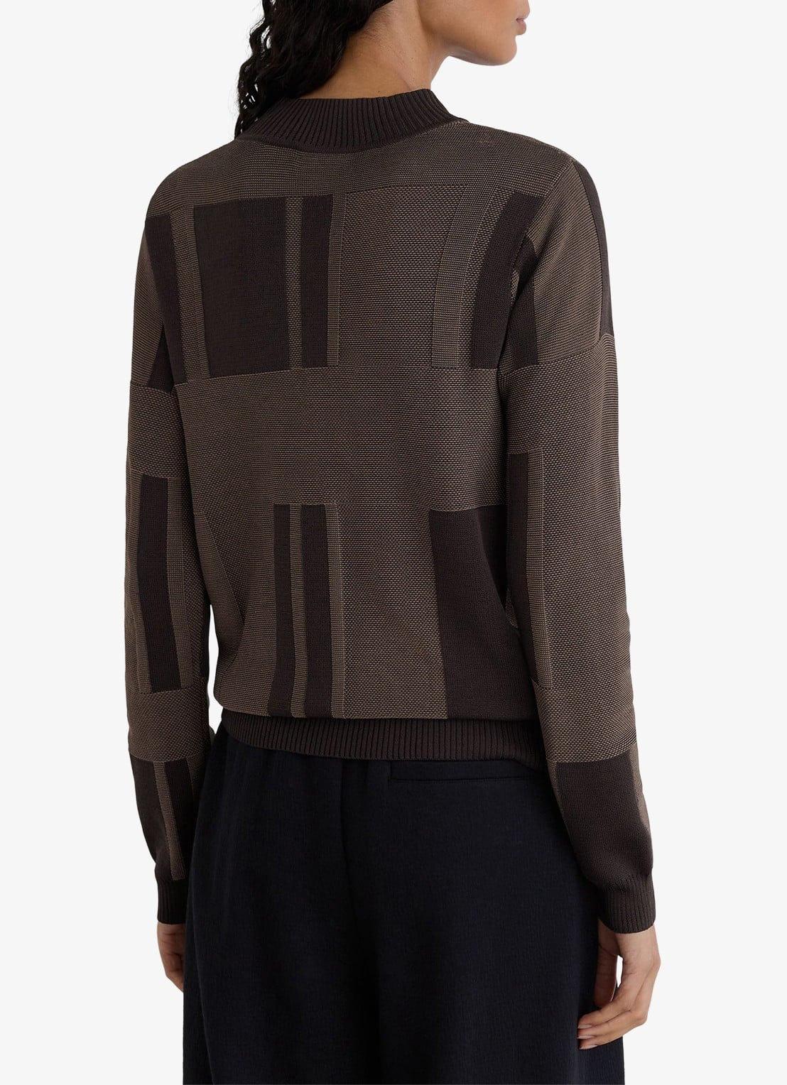 Reiss Faro fijngebreide trui met jacquard dessin - achterkant 6 lichtbruin