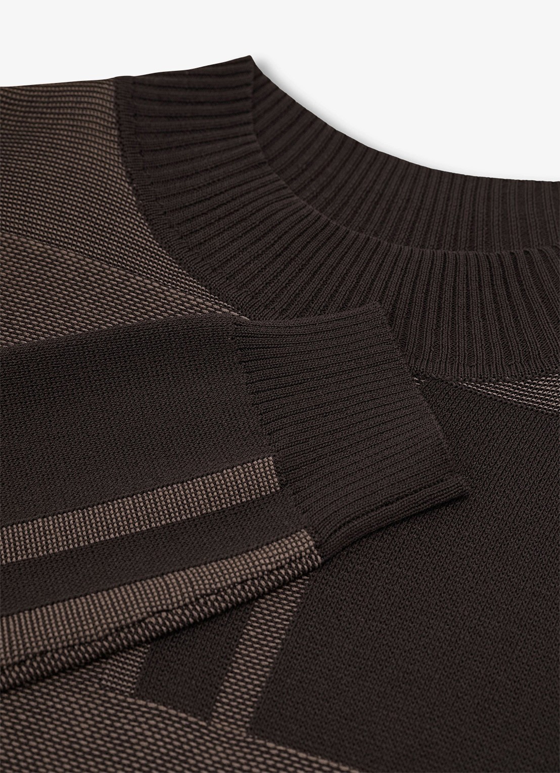 Reiss Faro fijngebreide trui met jacquard dessin - detail 3 lichtbruin