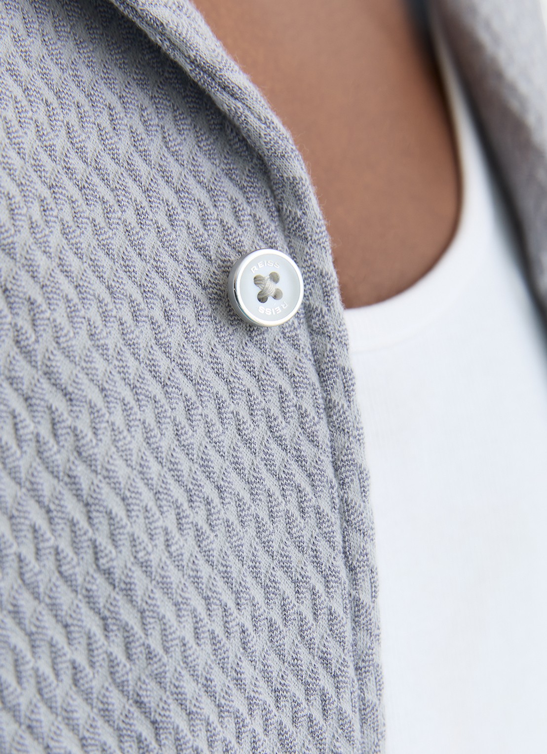 Reiss Felipe overhemd met textuur  - detail 4 lichtblauw