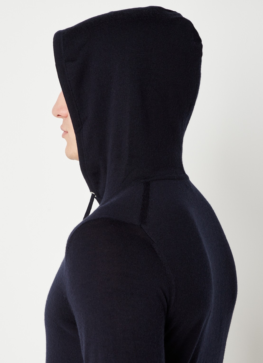 Reiss Fijngebreide hoodie van merino wol met stretch  - detail 5 donkerblauw