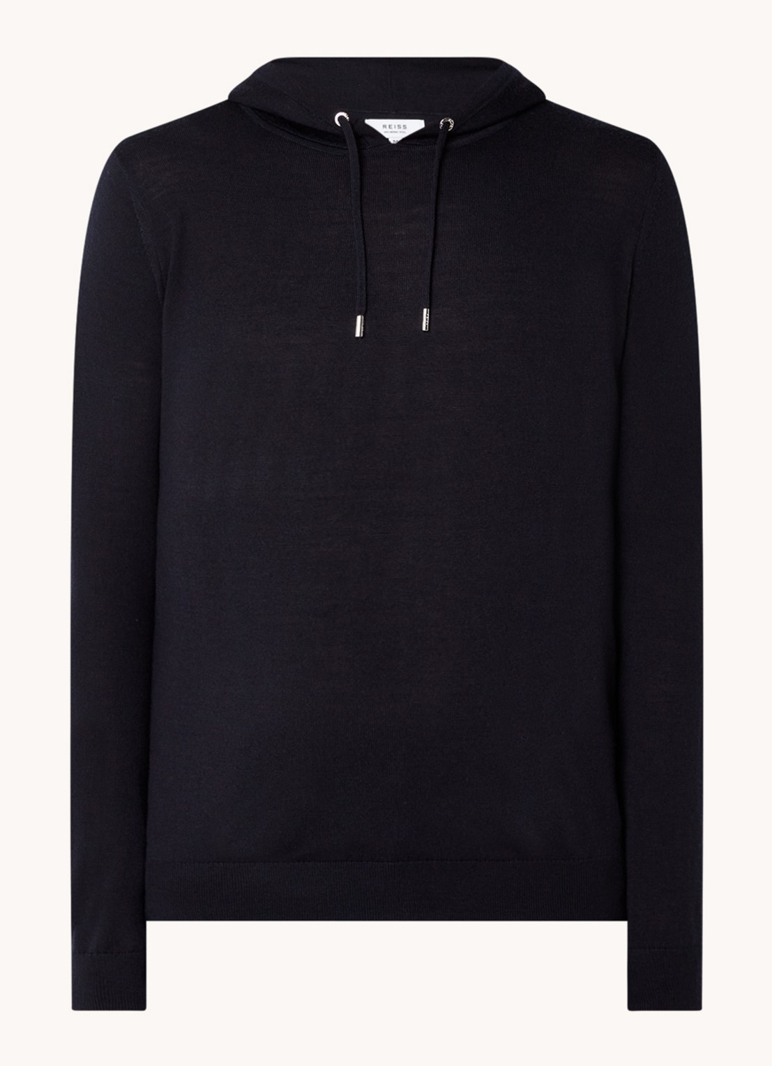 Reiss Fijngebreide hoodie van merino wol met stretch  - voorkant 2 donkerblauw
