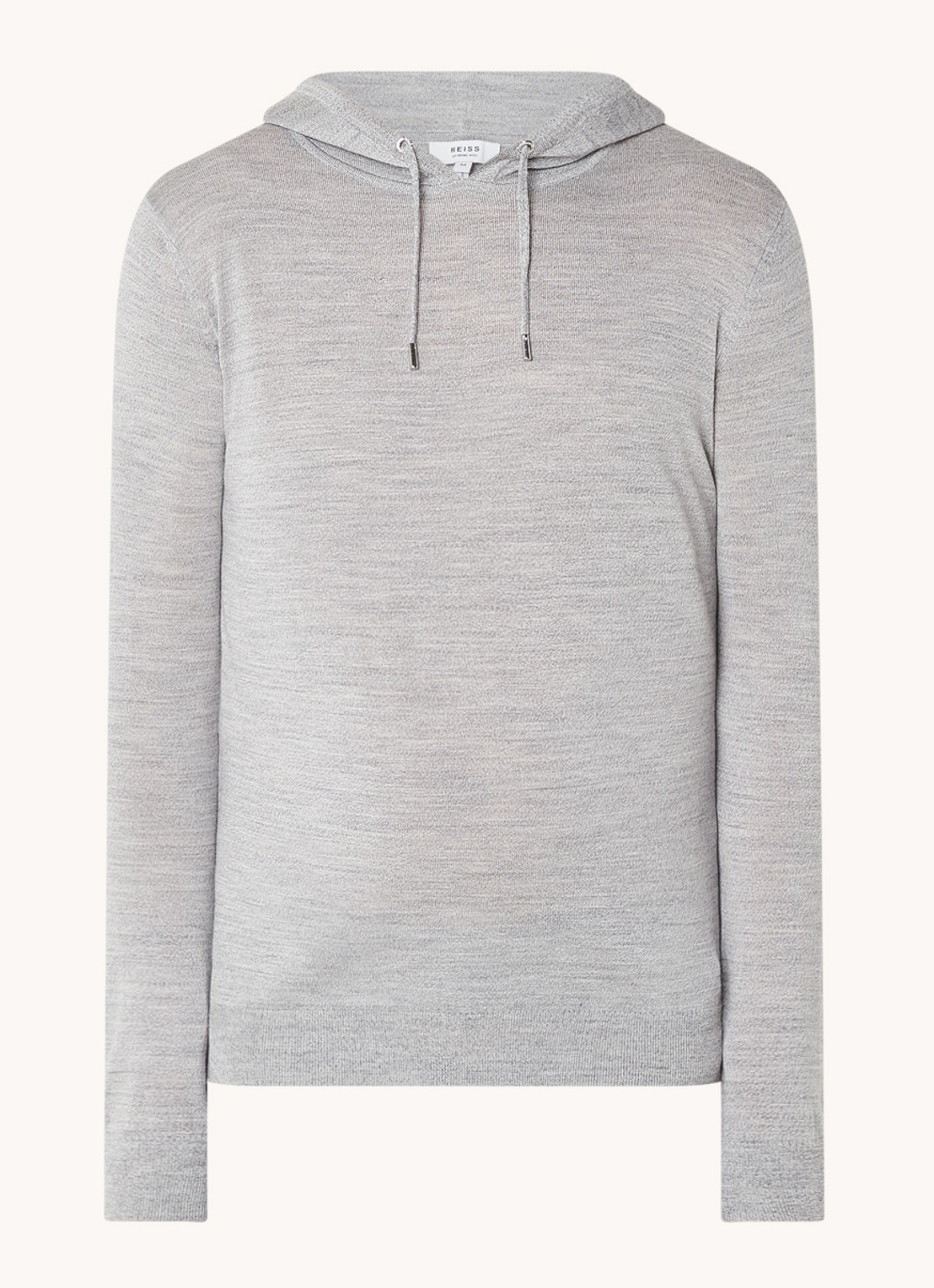 Reiss Fijngebreide hoodie van merino wol met stretch  - voorkant 3 middengrijs