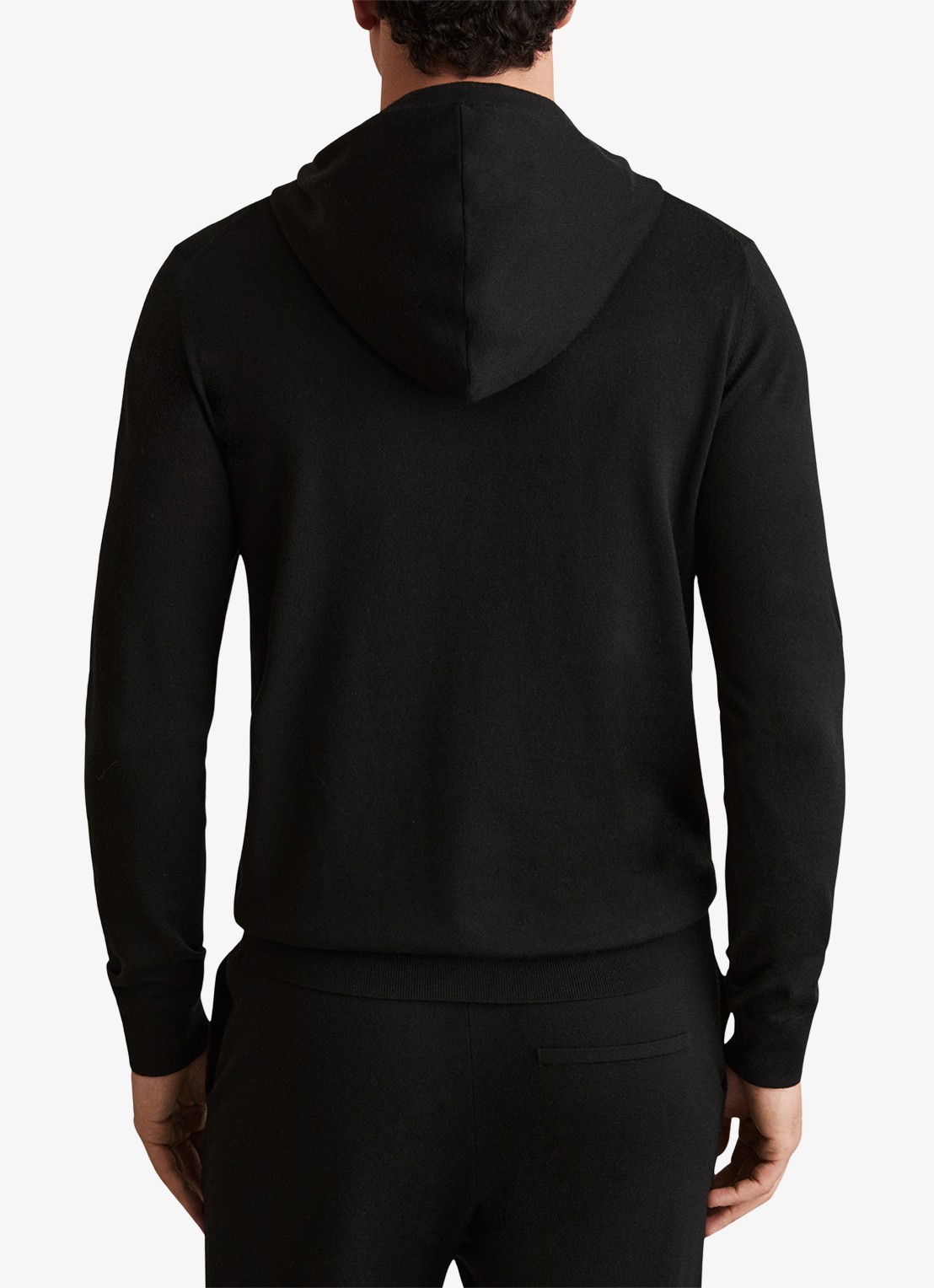 Reiss Fijngebreide hoodie van merino wol met stretch  - achterkant 5 zwart
