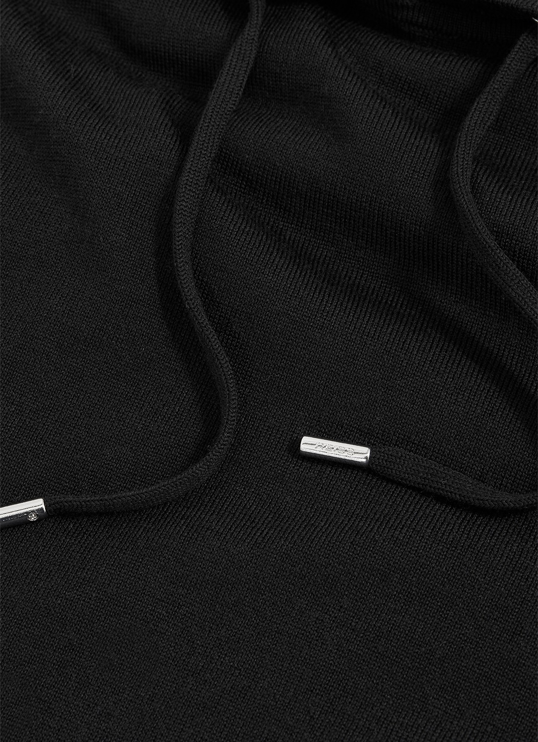 Reiss Fijngebreide hoodie van merino wol met stretch  - detail 4 zwart