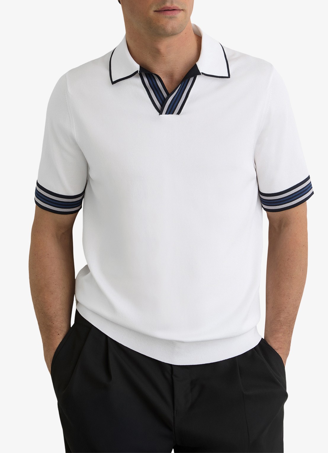 Reiss Fijngebreide trui met polokraag - detail 3 white / wit