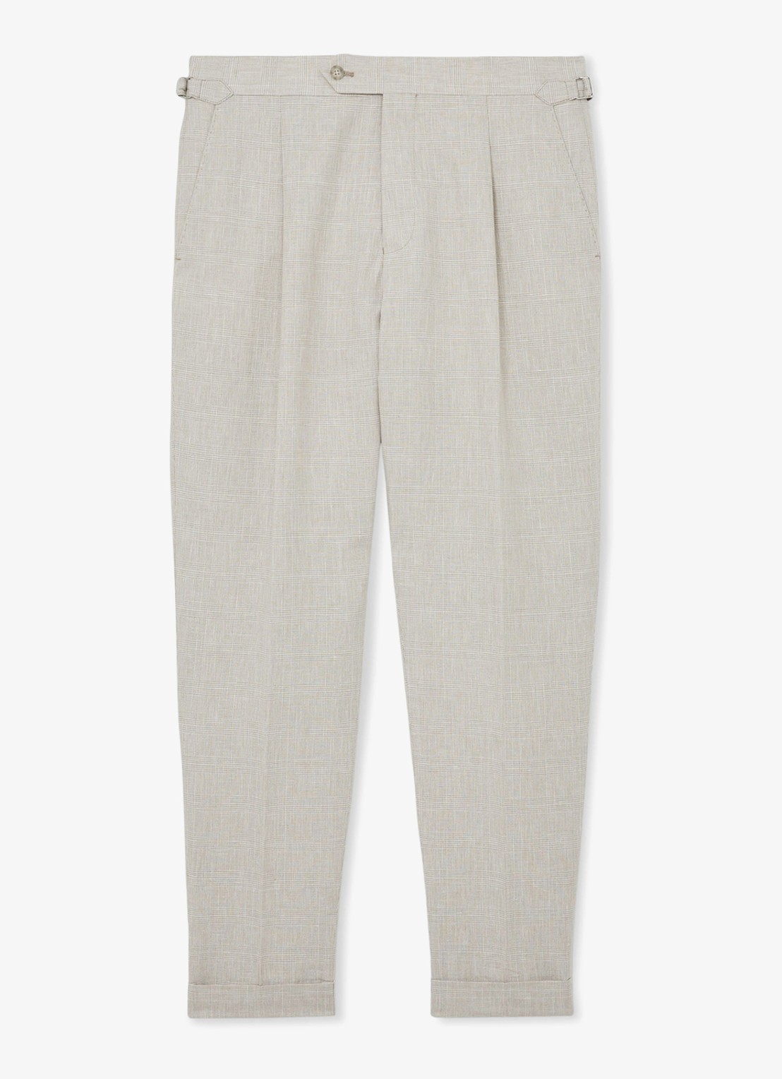 Reiss Finch tapered fit pantalon in linnenblend - voorkant 5 oatmeal / beige