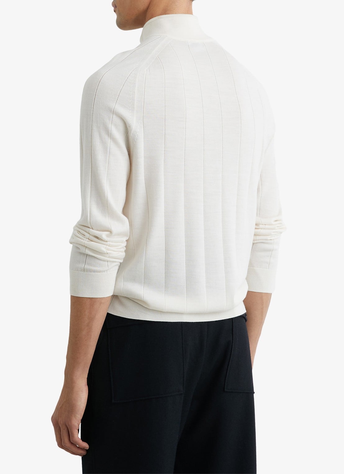 Reiss Findlay trui van merino wol met halve rits  - achterkant 4 wit