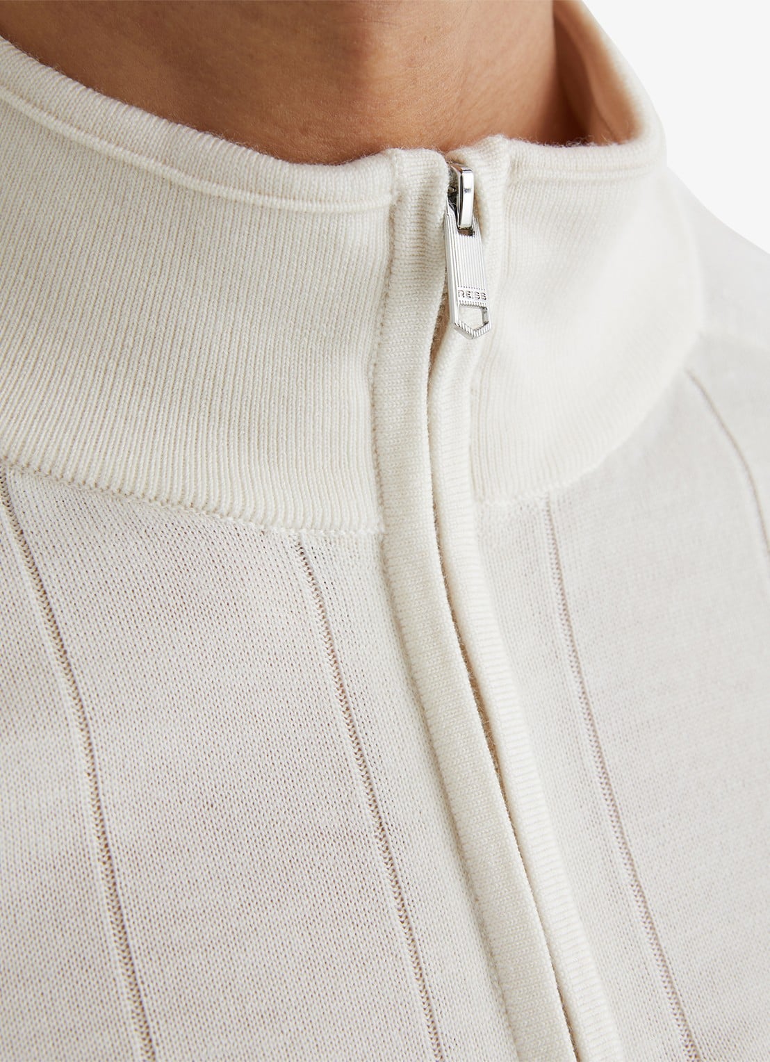 Reiss Findlay trui van merino wol met halve rits  - detail 2 wit