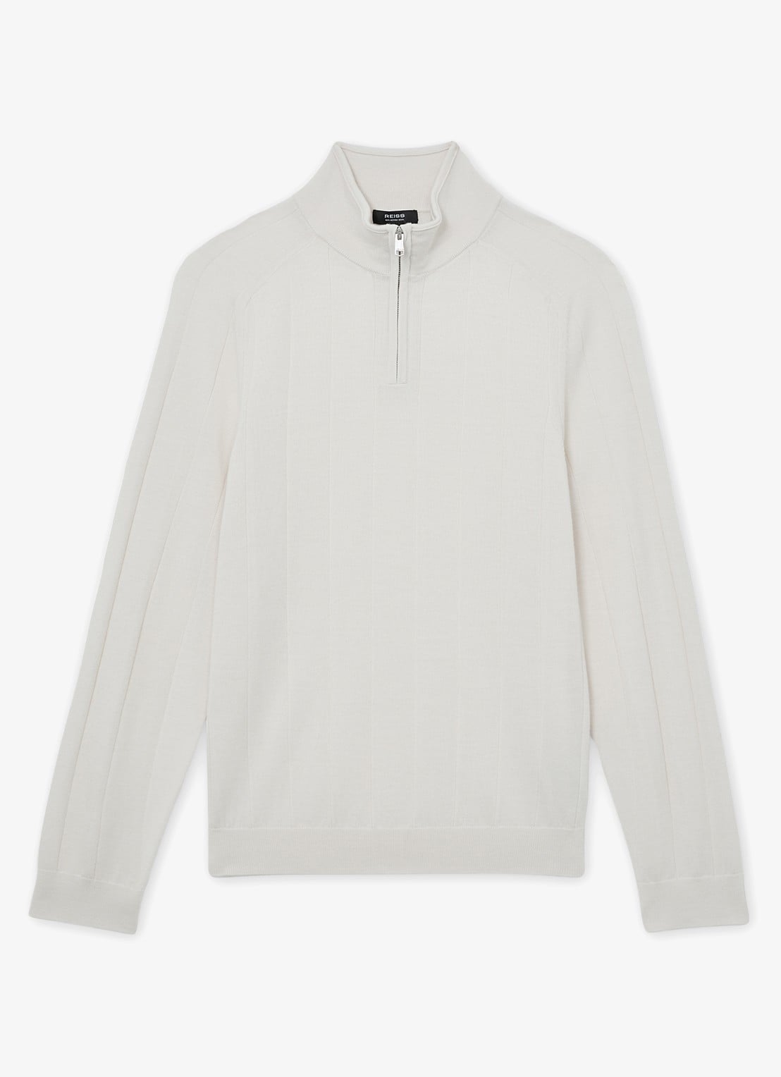 Reiss Findlay trui van merino wol met halve rits  - voorkant 5 wit