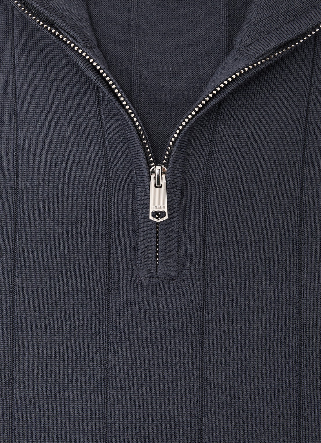 Reiss Findlay trui van merino wol met halve rits  - detail 4 donkerblauw