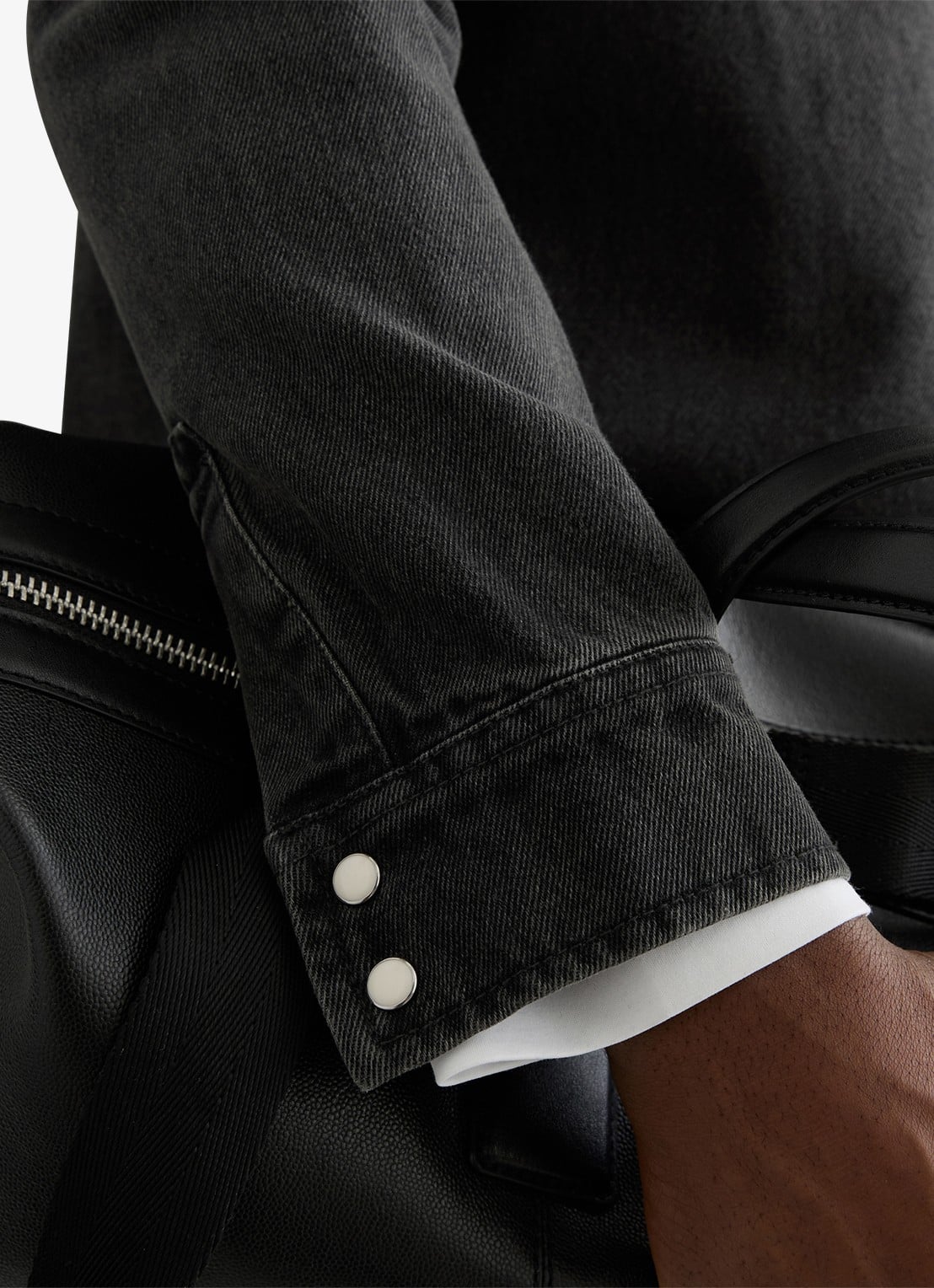 Reiss Finley overshirt van denim - detail 5 donkergrijs