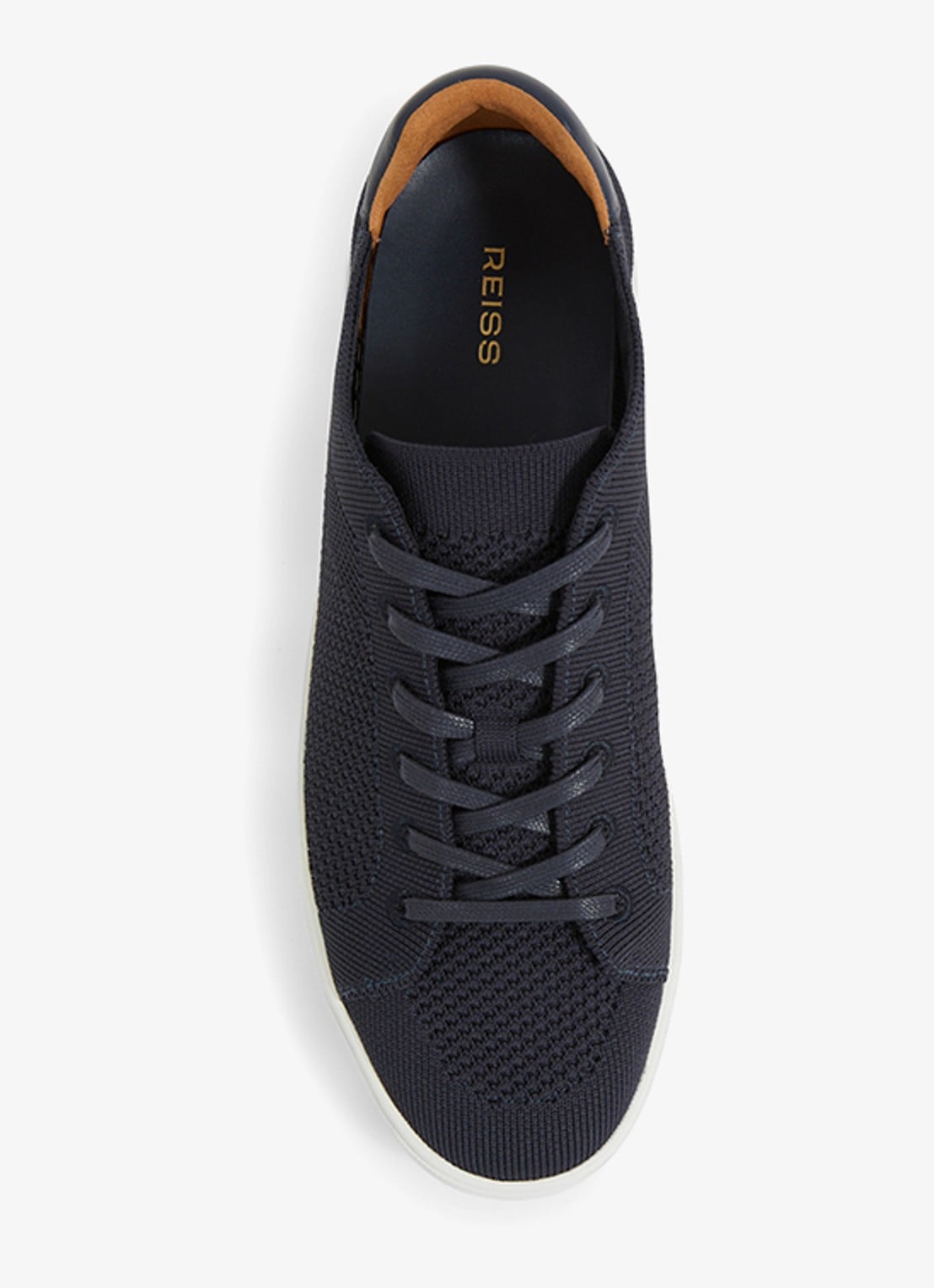 Reiss Finley sneaker met leren details - detail 2 donkerblauw