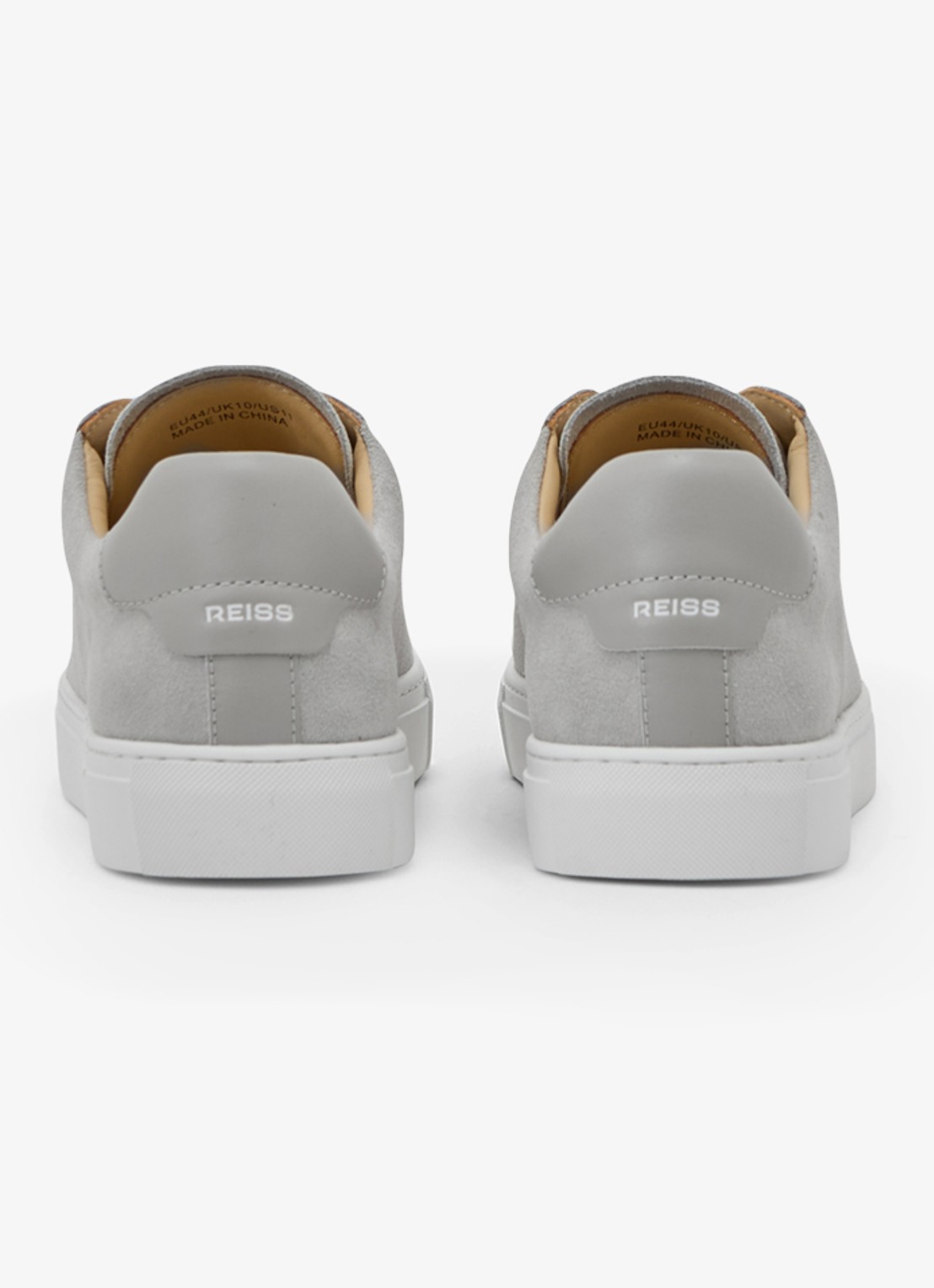 Reiss Finley sneaker van kalfssuède  - achterkant lichtgrijs