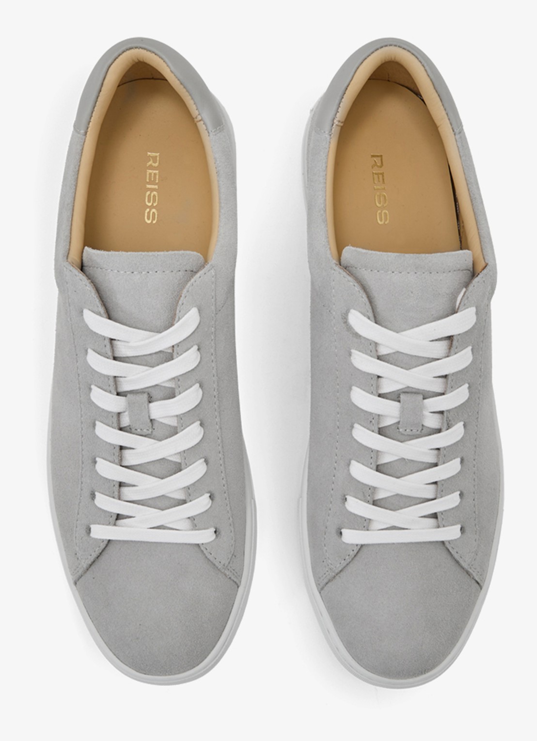 Reiss Finley sneaker van kalfssuède  - detail 2 lichtgrijs