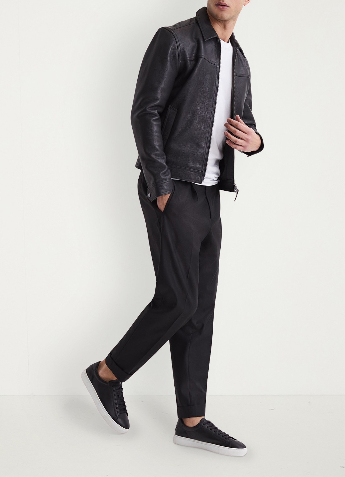 Reiss Finley sneakers met logo - voorkant 5 zwart